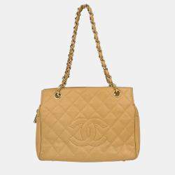 Pre Owned Chanel Petite Timeless Beige Leather Tote Bag