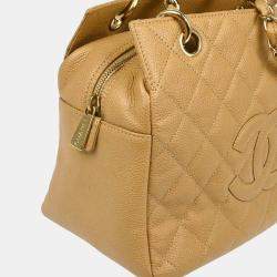 Pre Owned Chanel Petite Timeless Beige Leather Tote Bag