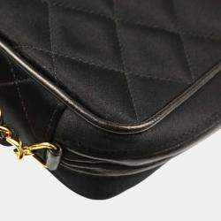 Pre Owned Chanel CC Tassel Black Satin Camera Bag