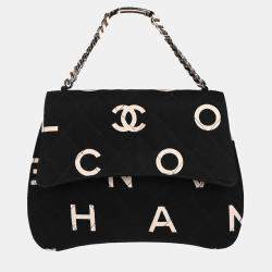 Pre Owned Chanel Black Canvas Chain Handbag