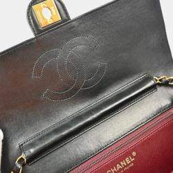 Pre Owned Chanel Classic Flap Medium Black Lambskin Shoulder Bag