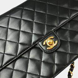 Pre Owned Chanel Classic Flap Medium Black Lambskin Shoulder Bag
