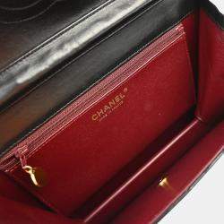 Pre Owned Chanel Classic Flap Medium Black Lambskin Shoulder Bag