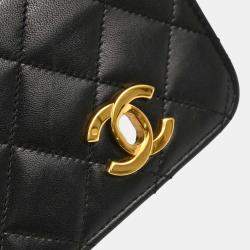 Pre Owned Chanel CC Black Lambskin Shoulder Bag
