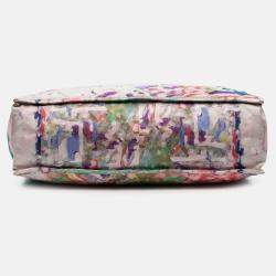 Pre Owned Chanel Blue CC Quilted Nylon Graffiti Watercolour Shopping Tote