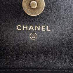 Pre Owned Chanel Black Lambskin 19 Flap Coin Purse With Chain