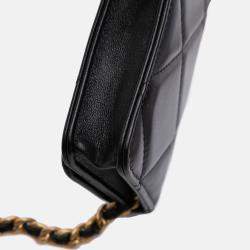 Pre Owned Chanel Black Lambskin 19 Flap Coin Purse With Chain