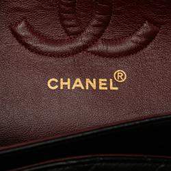Pre Owned Chanel Black Medium Classic Lambskin Double Flap