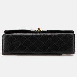 Pre Owned Chanel Black Medium Classic Lambskin Double Flap