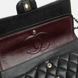 Pre Owned Chanel Black Medium Classic Caviar Double Flap