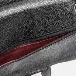 Pre Owned Chanel Black Medium Classic Caviar Double Flap