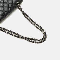 Pre Owned Chanel Black Medium Classic Caviar Double Flap