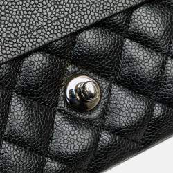 Pre Owned Chanel Black Medium Classic Caviar Double Flap