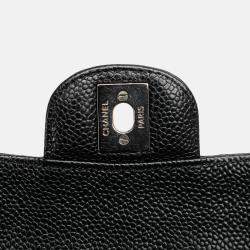 Pre Owned Chanel Black Medium Classic Caviar Double Flap