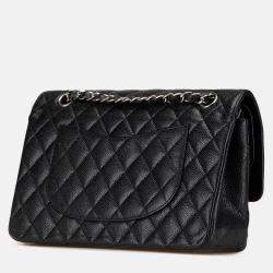 Pre Owned Chanel Black Medium Classic Caviar Double Flap