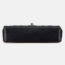 Pre Owned Chanel Black Medium Classic Caviar Double Flap