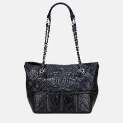 Pre Owned Chanel Black Distressed Calfskin Shopping In Moscow Tote