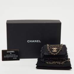 Pre Owned Chanel Black Denim Mood Convertible Chain Clutch