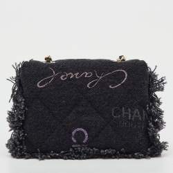 Pre Owned Chanel Black Denim Mood Convertible Chain Clutch
