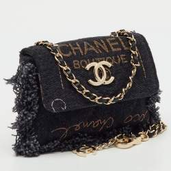 Pre Owned Chanel Black Denim Mood Convertible Chain Clutch