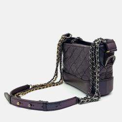 Pre Owned Chanel Gabrielle Metallic Leather Small Hobo Bag