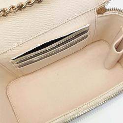 Pre Owned Chanel Beige Leather Chanel Caviar Small Vanity Crossbody Bag