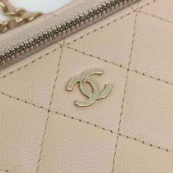 Pre Owned Chanel Beige Leather Chanel Caviar Small Vanity Crossbody Bag