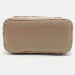 Pre Owned Chanel Beige Leather Chanel Caviar Small Vanity Crossbody Bag