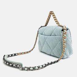 Pre Owned Chanel Blue Tweed Chanel Tweed 19 Flap Bag Small