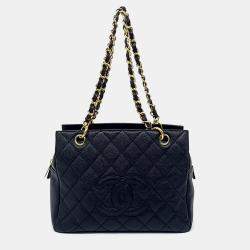 Pre Owned Chanel Black Leather Chanel Caviar Square Bag