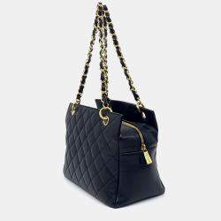 Pre Owned Chanel Black Leather Chanel Caviar Square Bag