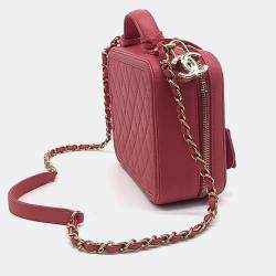 Pre Owned Chanel Pink Leather Cosmetic Tote and Shoulder Bag