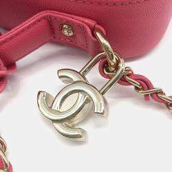 Pre Owned Chanel Pink Leather Cosmetic Tote and Shoulder Bag
