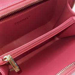 Pre Owned Chanel Pink Leather Cosmetic Tote and Shoulder Bag