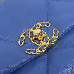 Pre Owned Chanel Blue Leather Chanel 19 Flap Bag Small