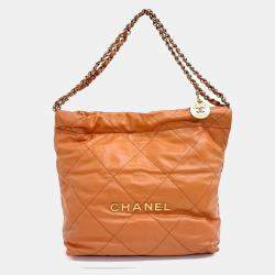Pre Owned Chanel Orange Leather 22 Bag 30