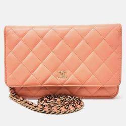 Pre Owned Chanel Orange Leather WOC Mini Crossbody Bag