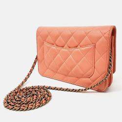 Pre Owned Chanel Orange Leather WOC Mini Crossbody Bag