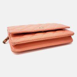 Pre Owned Chanel Orange Leather WOC Mini Crossbody Bag