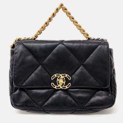 Pre Owned Chanel Black Leather 19 Flap Bag Small