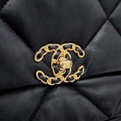 Pre Owned Chanel Black Leather 19 Flap Bag Small