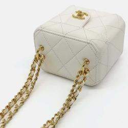 Pre Owned Chanel White Leather Vanity Mini Crossbody Bag