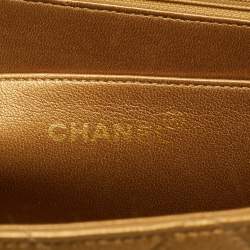 Pre Owned حقيبة شانيل فينتدج كلاسيك جلد ذهبي مبطن بقلاب