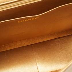 Pre Owned حقيبة شانيل فينتدج كلاسيك جلد ذهبي مبطن بقلاب