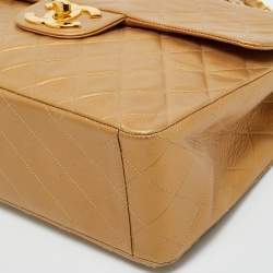 Pre Owned حقيبة شانيل فينتدج كلاسيك جلد ذهبي مبطن بقلاب