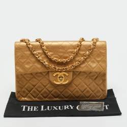 Pre Owned حقيبة شانيل فينتدج كلاسيك جلد ذهبي مبطن بقلاب