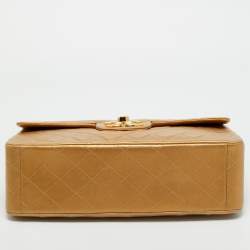 Pre Owned حقيبة شانيل فينتدج كلاسيك جلد ذهبي مبطن بقلاب