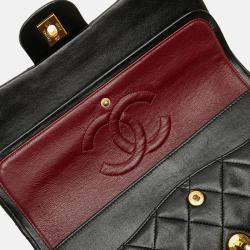Pre Owned Chanel Black Medium Classic Lambskin Double Flap