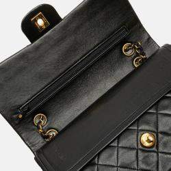 Pre Owned Chanel Black Medium Classic Lambskin Double Flap