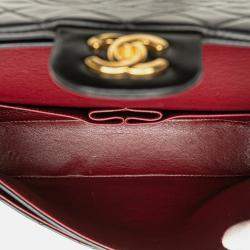 Pre Owned Chanel Black Medium Classic Lambskin Double Flap